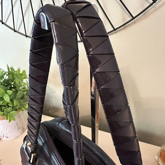 Sharif Original by Sharif dark blue leather and snake print satchel bag - Picture 4 of 14